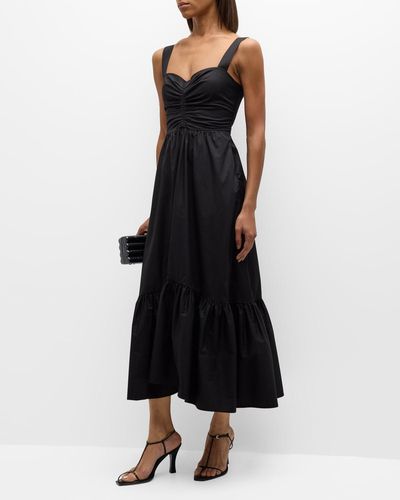 A.L.C. Lilah Ii Ruched Cotton A-line Midi Dress - Black