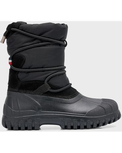 3 MONCLER GRENOBLE Kid's Chris Puffer Style Leather Snow Boots, Toddlers/kids - Black