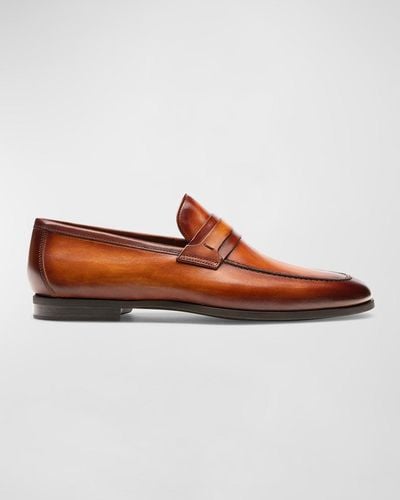 Magnanni Daniel Leather Penny Loafers - Brown