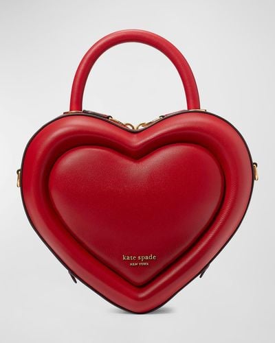 Kate Spade Heart Leather Crossbody Bag - Red