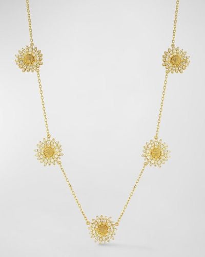 Tanya Farah 18k Yellow Gold Diamond Daisy Station Necklace - White