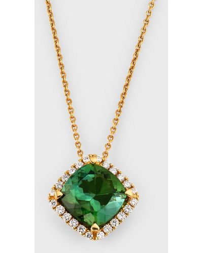 Lisa Nik 18k Yellow Gold Indicolite And Diamond Pendant Necklace - White