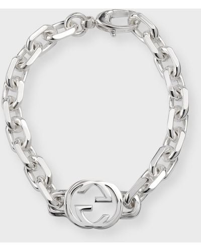 Gucci Sterling Interlocking G Link Bracelet - White