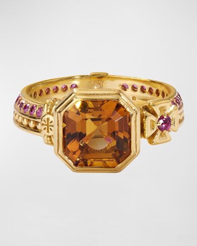 Konstantino Citrine, Pink Sapphire And Ruby Ring, Size 7 - Metallic