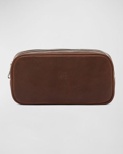 Il Bisonte Cestello Leather Toiletry Bag - Brown