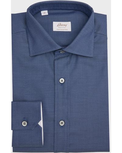 Brioni Ventiquattro Tic Weave Dress Shirt - Blue