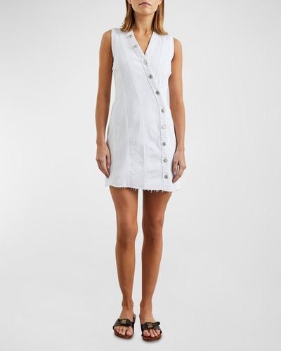 Rails Strand Asymmetric Denim Mini Dress - White