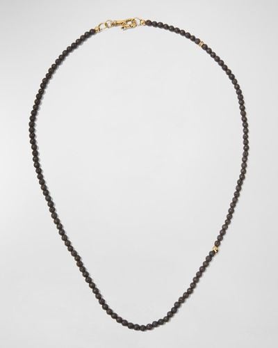 John Varvatos Skull Lava Beaded Necklace, 24"L - Metallic