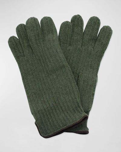 Portolano Rbbed Cashmere Gloves - Green