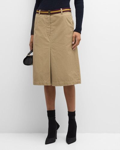 Dries Van Noten Sulia Belted A-line Cotton Skirt - Natural