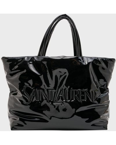 Saint Laurent Patent Leather Maxi Tote Bag - Black