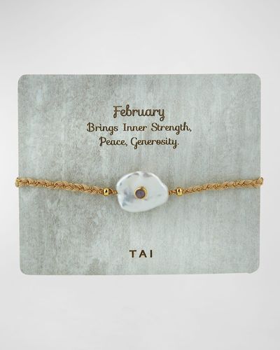 Tai Baroque Pearl Handmade Birthstone Bracelet - Gray