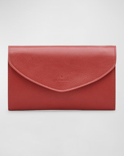 Il Bisonte Bigallo Envelope Flap Leather Clutch Bag - Red