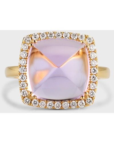 David Kord 18k Yellow Gold Ring With Amethyst And Diamonds, Size 7, 8.98tcw - Pink