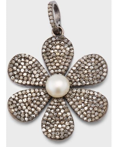 Margo Morrison Sterling And Diamond Flower Charm - Metallic