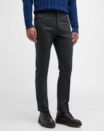 Stefano Ricci Tonal Check Wool Pants - Blue