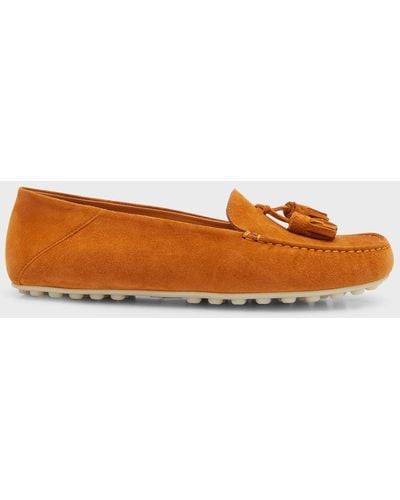 Loro Piana Suede Tassel Moccasin Loafers - Brown