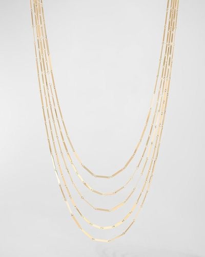 Lana Jewelry 14K Laser Mini Rectangle 5-Strand Necklace, 15" - White