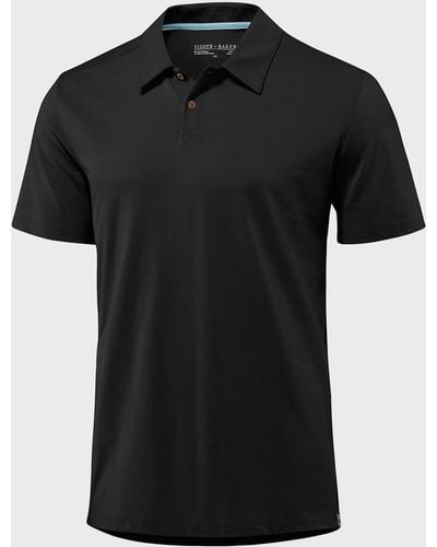 Fisher + Baker Kent Asymmetric-Button Polo Shirt - Black