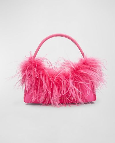 Sophia Webster Dusty Mini Faux Feather Hobo Bag - Pink