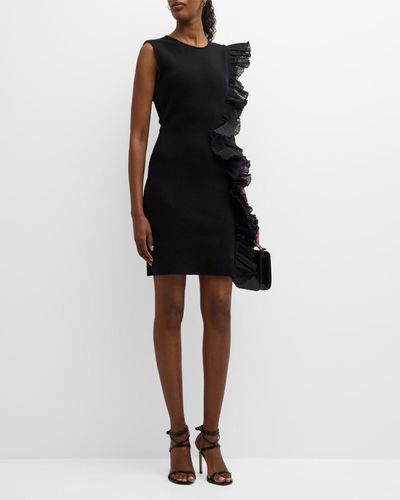 Emporio Armani Sleeveless Ruffle Bodycon Mini Dress - Black