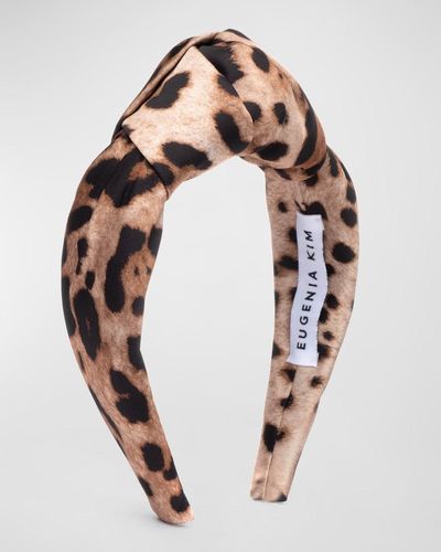Eugenia Kim Karyn Leopard-Print Knot Satin Headband - Natural