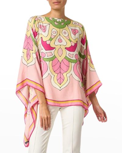 Rani Arabella Printed Cashmere-blend Poncho - Pink