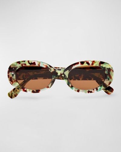 Lele Sadoughi Oceanside Acetate Oval Sunglasses - Brown