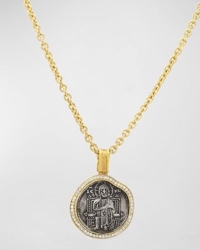Jorge Adeler 18K Reversible Diamond Venetian Christ Coin Pendant - Metallic