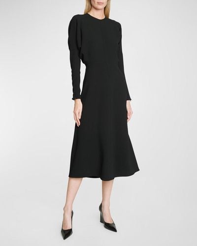 Victoria Beckham Dolman Sleeve Midi Dress - Black