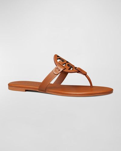 Tory Burch Miller Soft Leather Sandals - Brown