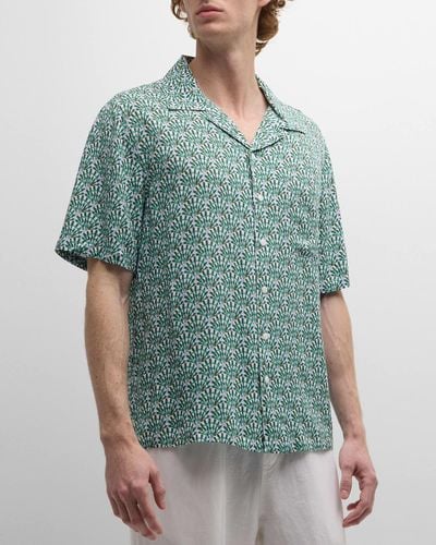 Onia Liberty Triton Printed Short-Sleeve Camp Shirt - Green