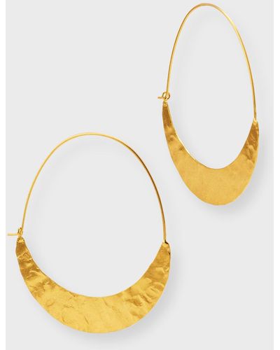 Devon Leigh Hammered 18k Gold-plated Wedge Hoop Earrings - Metallic