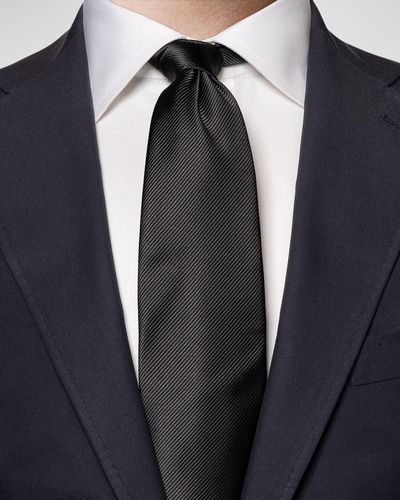 Eton Solid Silk Twill Tie - Blue