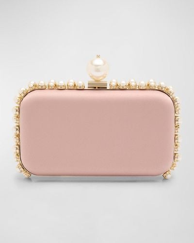 Rosantica Clio Pearly Satin Clutch Bag - Pink