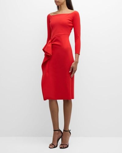 La Petite Robe Di Chiara Boni Ruffle Off-Shoulder Bodycon Dress - Red