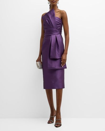 Alberta Ferretti Mikado Bustier Dress - Purple