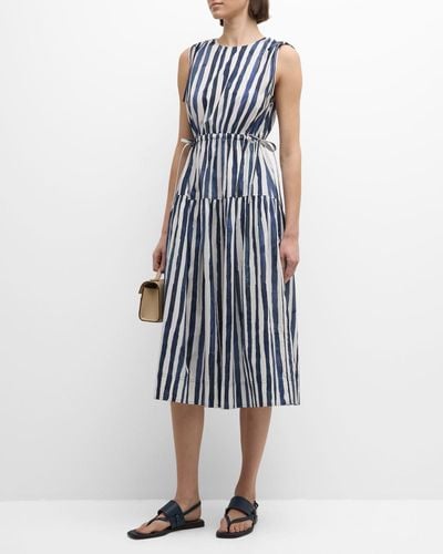 Marie Oliver Elenora Sleeveless Striped Cotton Midi Dress - Blue
