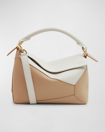 Loewe Small Puzzle Bicolor Shoulder Bag - White