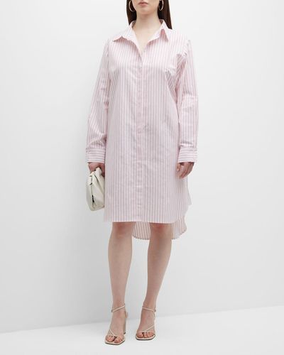 Harshman Plus Size Willow Striped High-Low Shirtdress - Pink