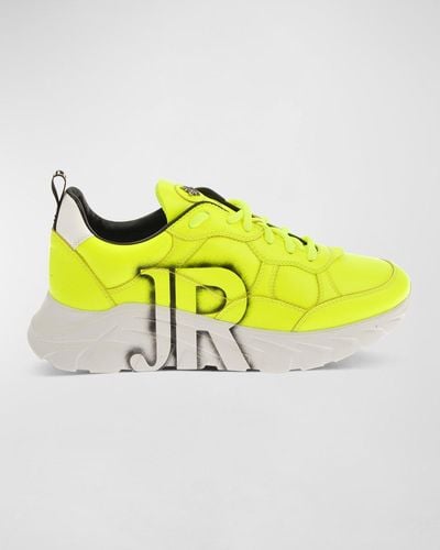 John Richmond Jr-Logo Chunky Sole Leather Sneakers - Yellow