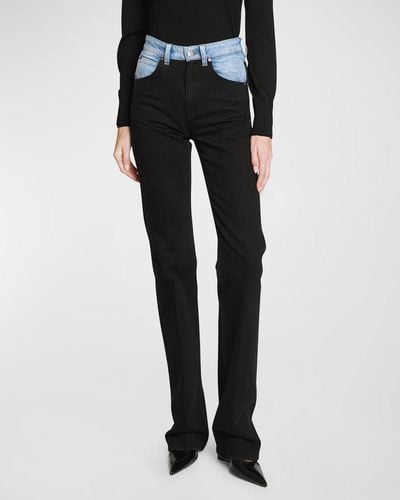 Victoria Beckham Julia Contrast Straight-Leg Jeans - Black
