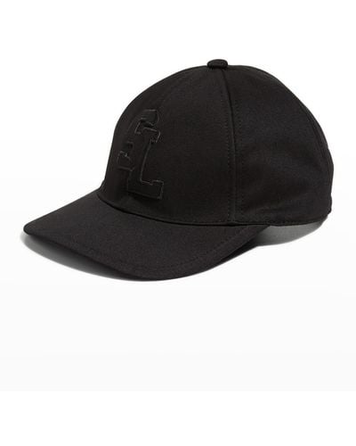Saint Laurent Sl Logo Denim Baseball Hat - Black