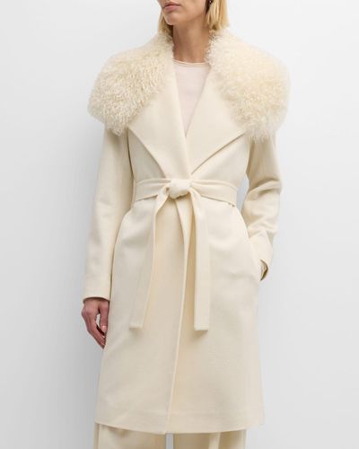 Fleurette Kerry Wool Wrap Coat With Mohair Blend Trim - Natural