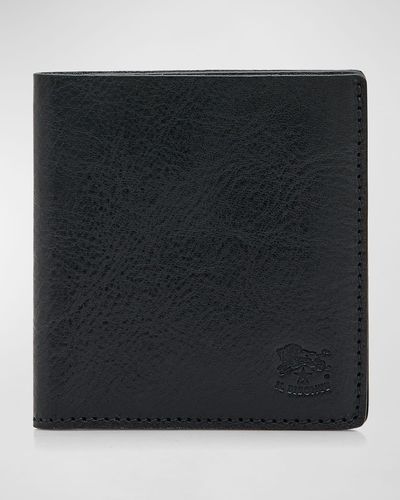 Il Bisonte Slim Bi-Fold Leather Wallet - Black