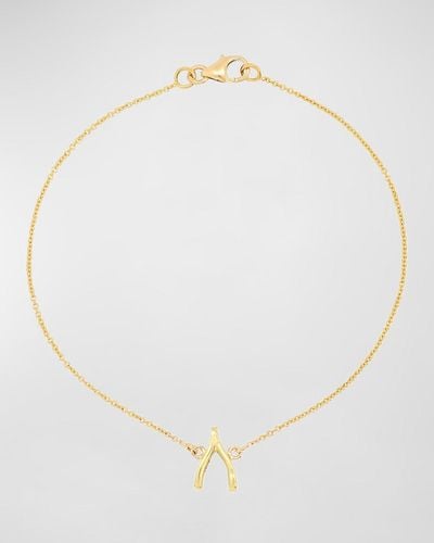 Jennifer Meyer 18k Gold Mini Wishbone Chain Bracelet On A 14k Chain - Natural