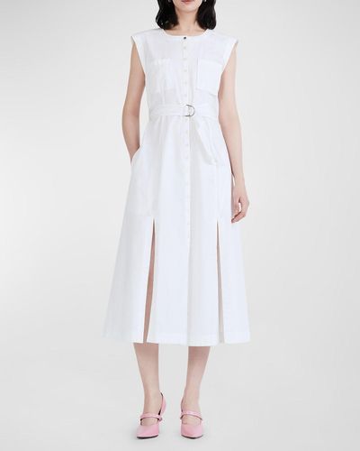 10 Crosby Derek Lam Karina Cap-Sleeve Belted Shirtdress - White