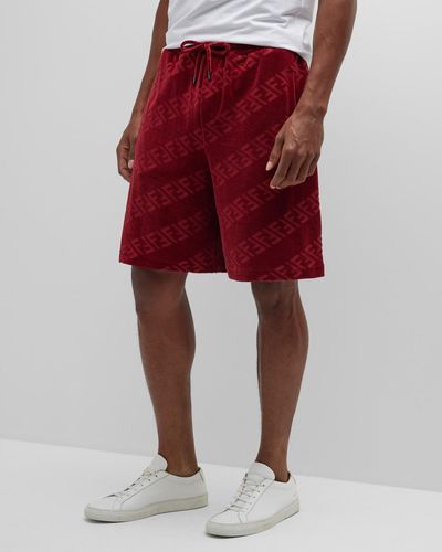 Fendi Velvet 3D Ff Shorts - Red