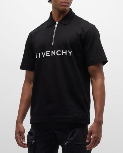 Givenchy 4G Pique Zip Polo Shirt - Black