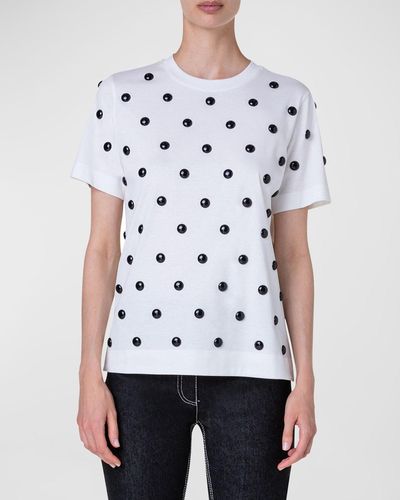 Akris Punto Xl Dot Stud Short-sleeve Cotton Jersey T-shirt - White